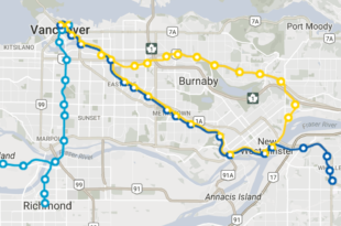 Burnaby skytrain routes 本拿比天车路线和线路和天车站