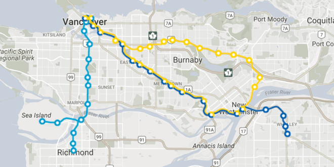 Burnaby skytrain routes 本拿比天车路线和线路和天车站